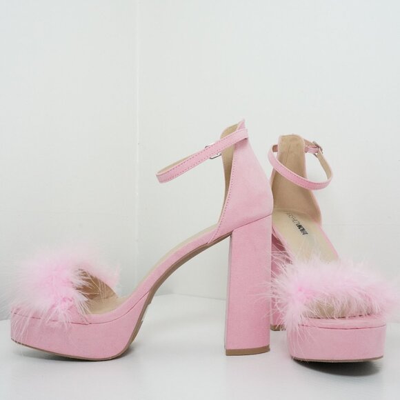 Pink Feather Block Heels – Size 9 - Picture 5 of 6